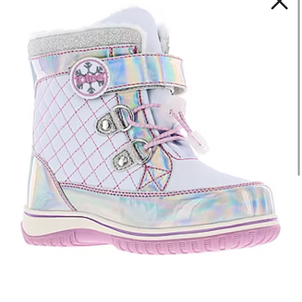 Totes toddler snow boots NWT white pink Galactica color.
Size 8